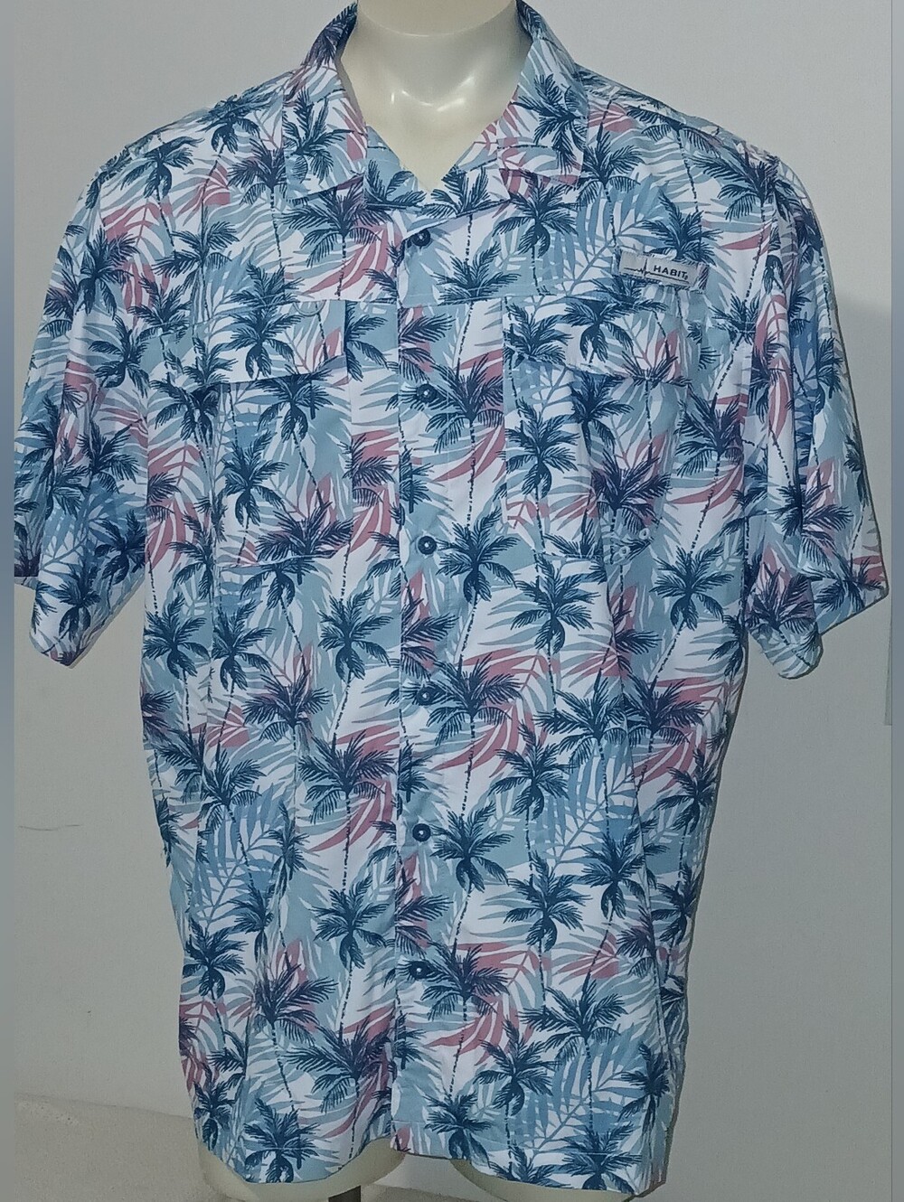 Habit Mens Performance Fishing UPF 50 Floral Vented Cruise Short Sleeve Shirt XL